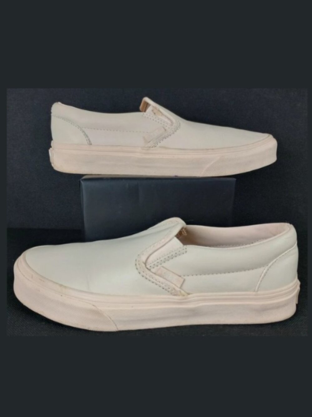 Vans Off the Wall Womens 6.5 Beige Tan Leather Slip On Loafer Shoes - Picture 5 of 13